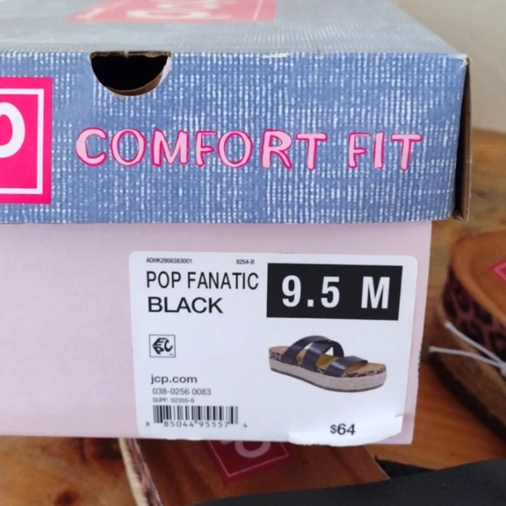 POP Fanatic Black Platform Espadrille Flat Open Toe Sandals NWT Size 9.5